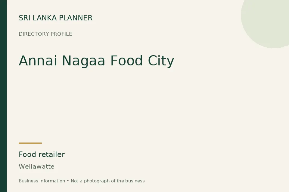 Directory cover for Annai Nagaa Food City in Wellawatte, Sri Lanka