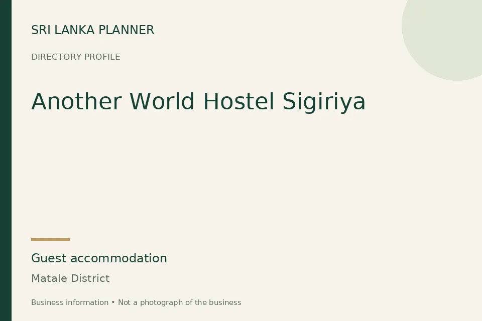 Directory cover for Another World Hostel Sigiriya in Matale District, Sri Lanka
