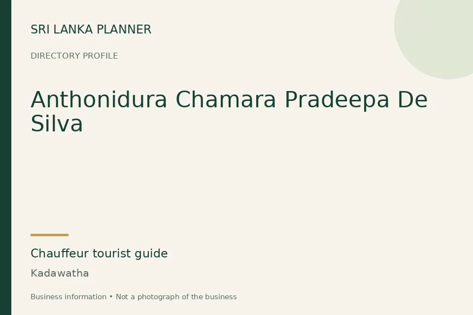 Directory cover for Anthonidura Chamara Pradeepa De Silva in Kadawatha, Sri Lanka