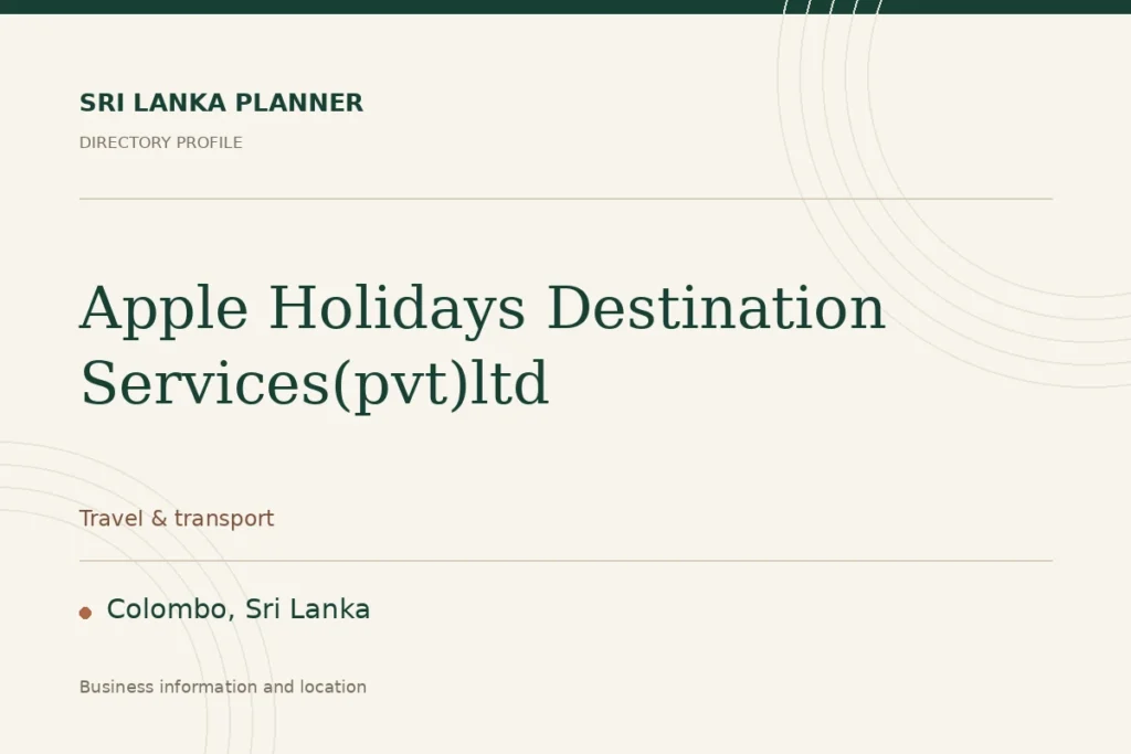 Directory cover for Apple Holidays Destination Services(pvt)ltd in Colombo, Sri Lanka, showing the business name and category.