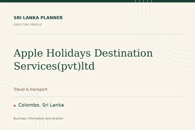 Directory cover for Apple Holidays Destination Services(pvt)ltd in Colombo, Sri Lanka, showing the business name and category.