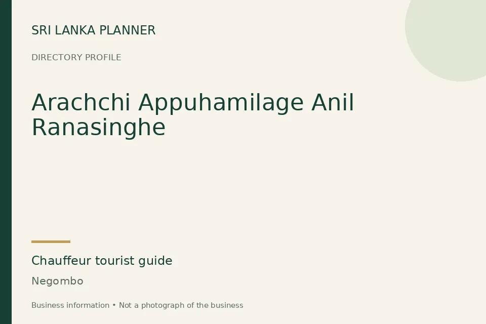 Directory cover for Arachchi Appuhamilage Anil Ranasinghe in Negombo, Sri Lanka