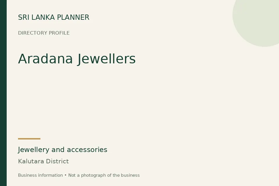 Directory cover for Aradana Jewellers in Kalutara District, Sri Lanka