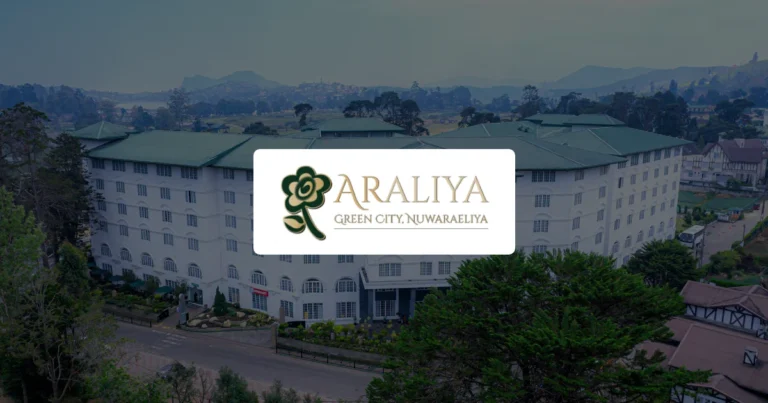 Aerial view of Araliya Green City hotel with the property branding
