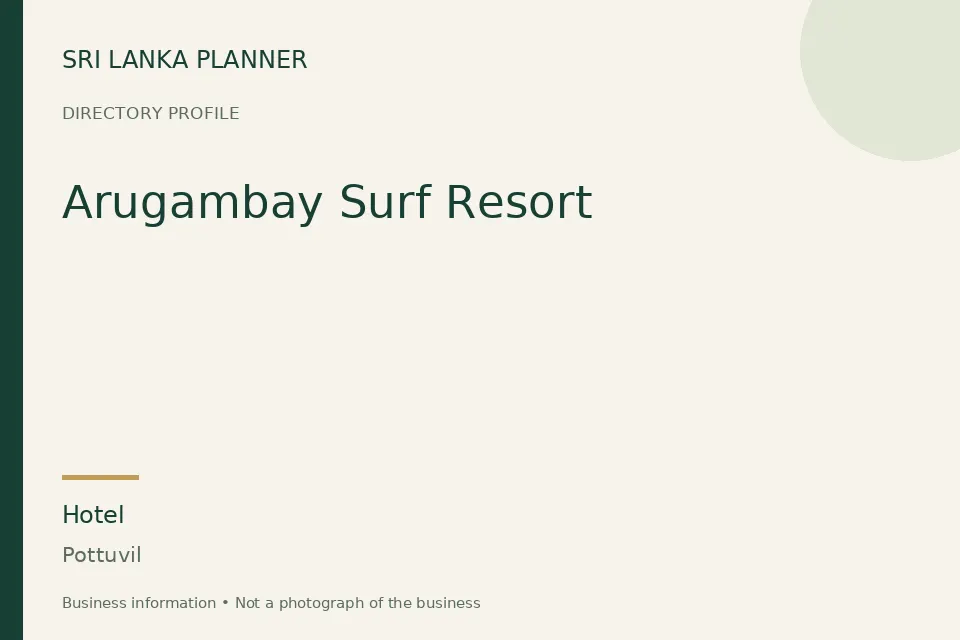 Directory cover for Arugambay Surf Resort in Pottuvil, Sri Lanka