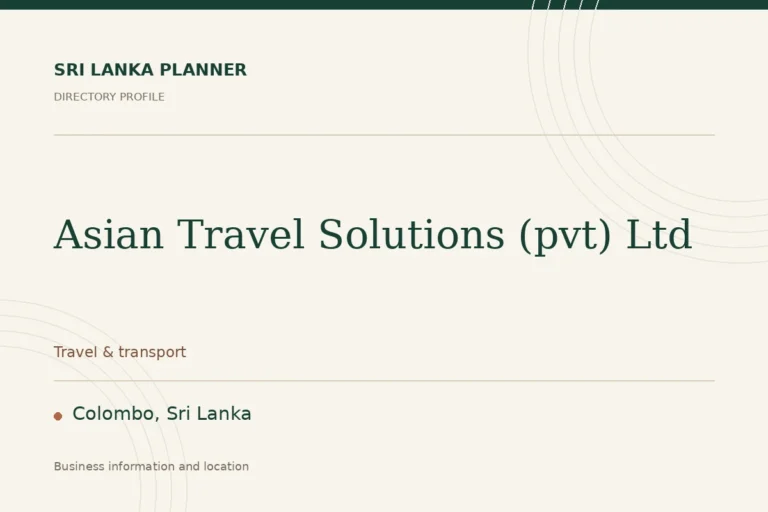 Directory cover for Asian Travel Solutions (pvt) Ltd in Colombo, Sri Lanka, showing the business name and category.