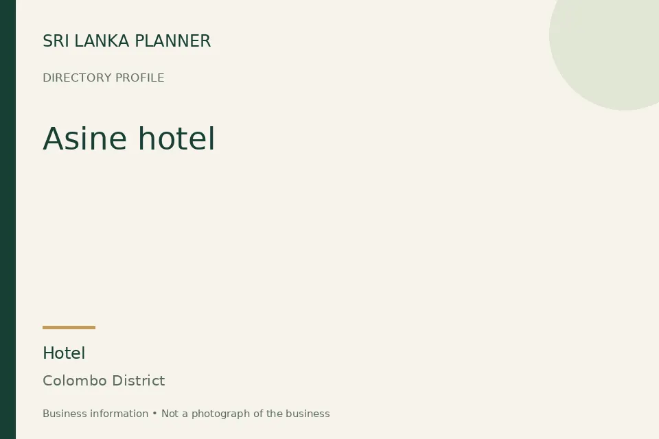 Directory cover for Asine hotel in Colombo District, Sri Lanka