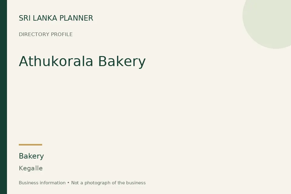 Directory cover for Athukorala Bakery in Kegalle, Sri Lanka