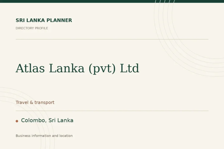 Directory cover for Atlas Lanka (pvt) Ltd in Colombo, Sri Lanka, showing the business name and category.