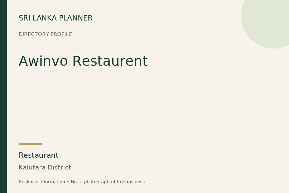 Directory cover for Awinvo Restaurent in Kalutara District, Sri Lanka