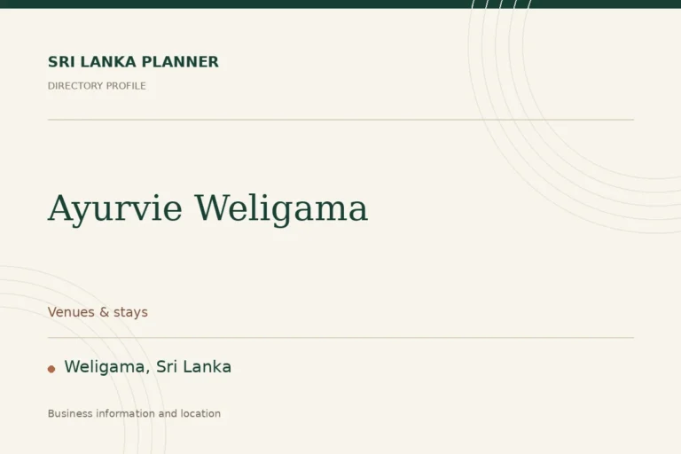 Directory cover for Ayurvie Weligama in Weligama, Sri Lanka, showing the business name and category.