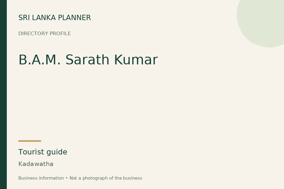 Directory cover for B.A.M. Sarath Kumar in Kadawatha, Sri Lanka