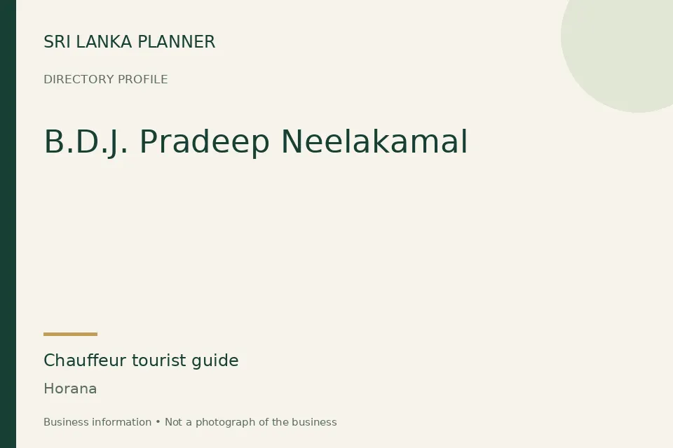 Directory cover for B.D.J. Pradeep Neelakamal in Horana, Sri Lanka