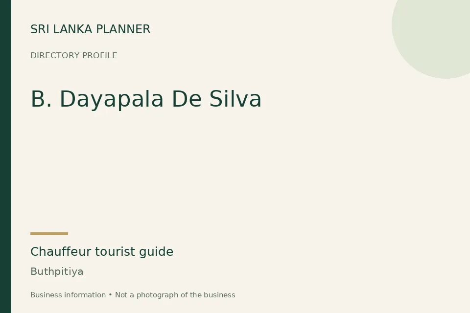 Directory cover for B. Dayapala De Silva in Buthpitiya, Sri Lanka
