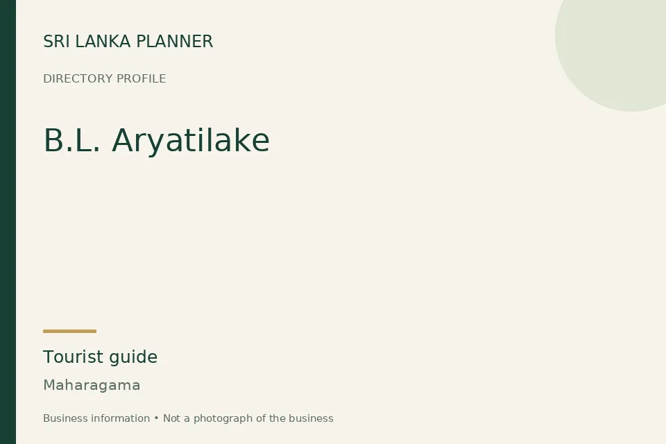 Directory cover for B.L. Aryatilake in Maharagama, Sri Lanka