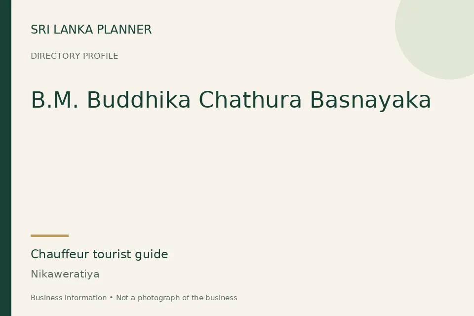 Directory cover for B.M. Buddhika Chathura Basnayaka in Nikaweratiya, Sri Lanka
