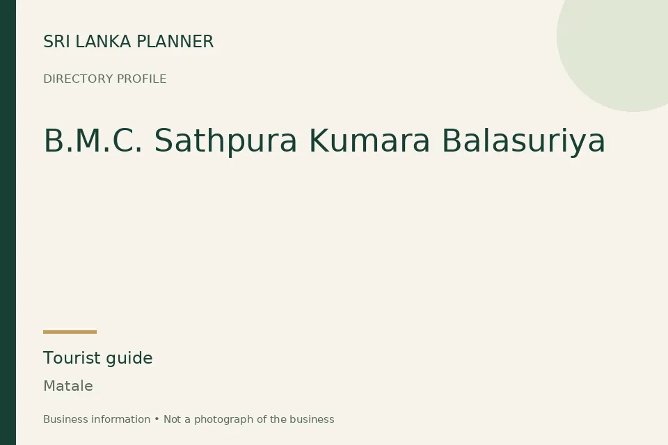 Directory cover for B.M.C. Sathpura Kumara Balasuriya in Matale, Sri Lanka