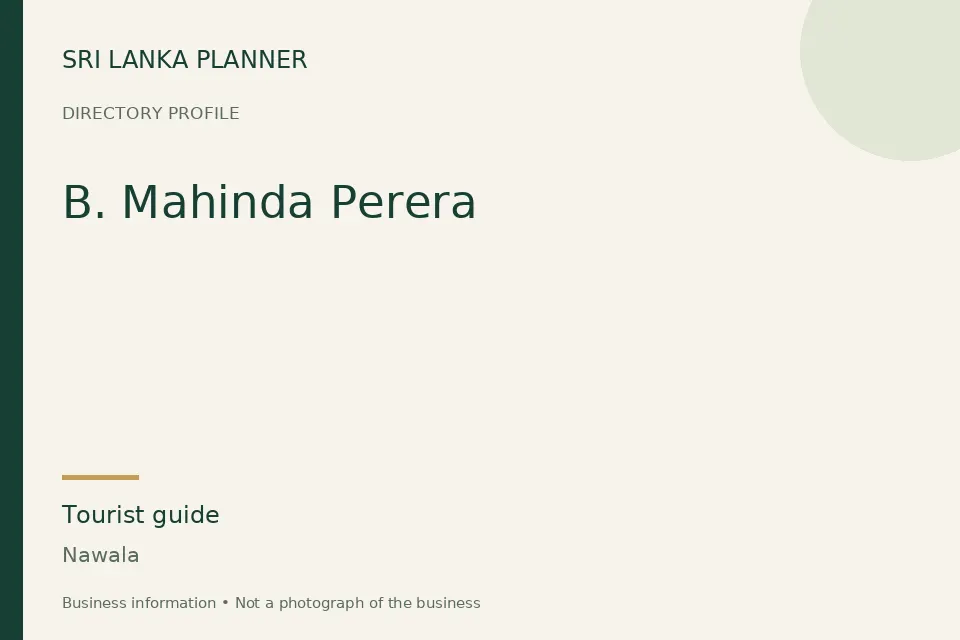 Directory cover for B. Mahinda Perera in Nawala, Sri Lanka