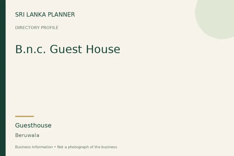 Directory cover for B.n.c. Guest House in Beruwala, Sri Lanka