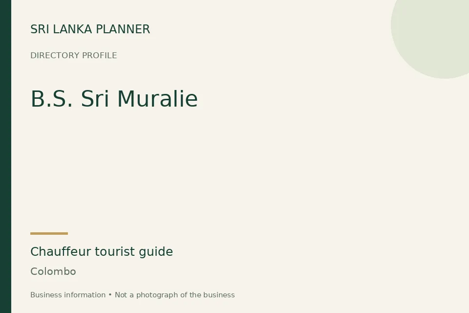 Directory cover for B.S. Sri Muralie in Colombo, Sri Lanka