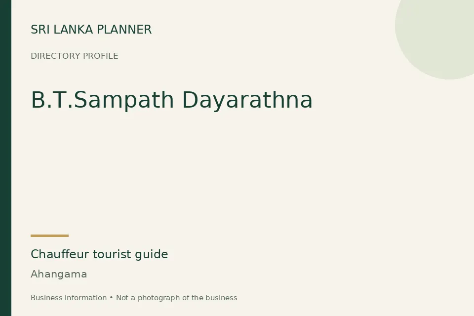 Directory cover for B.T.Sampath Dayarathna in Ahangama, Sri Lanka