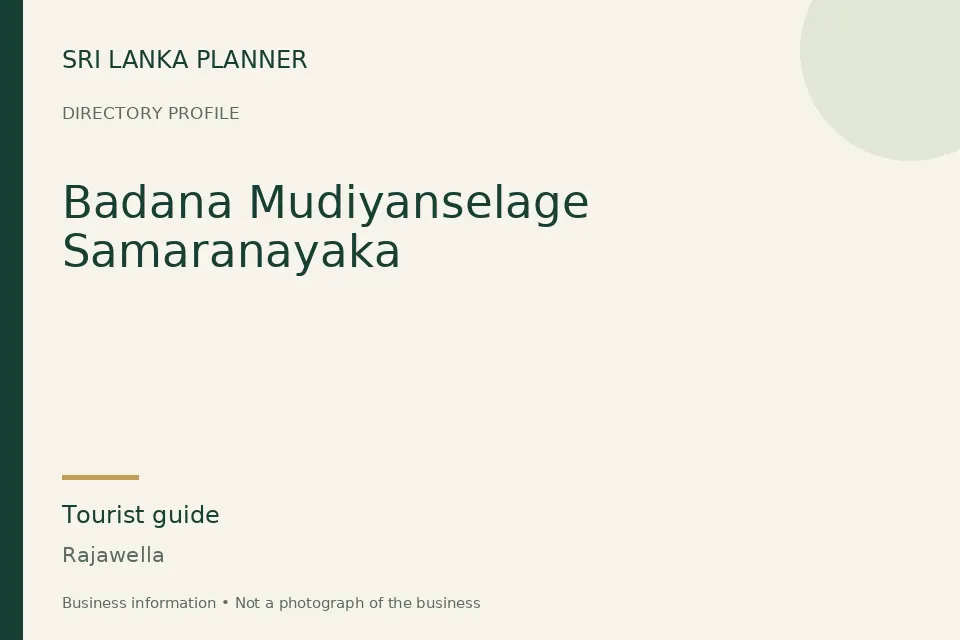 Directory cover for Badana Mudiyanselage Samaranayaka in Rajawella, Sri Lanka