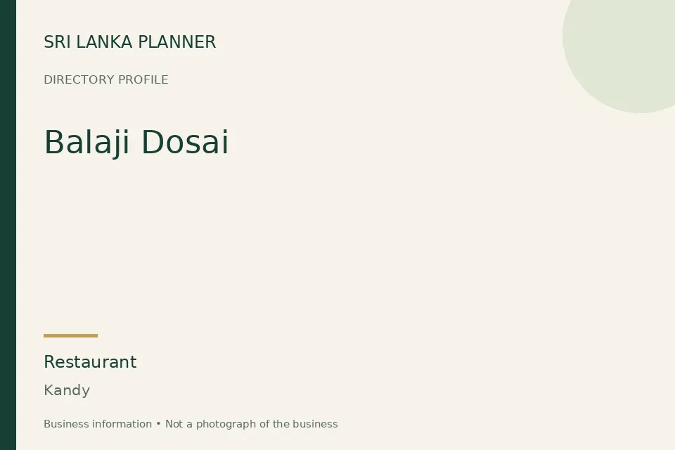 Directory cover for Balaji Dosai in Kandy, Sri Lanka
