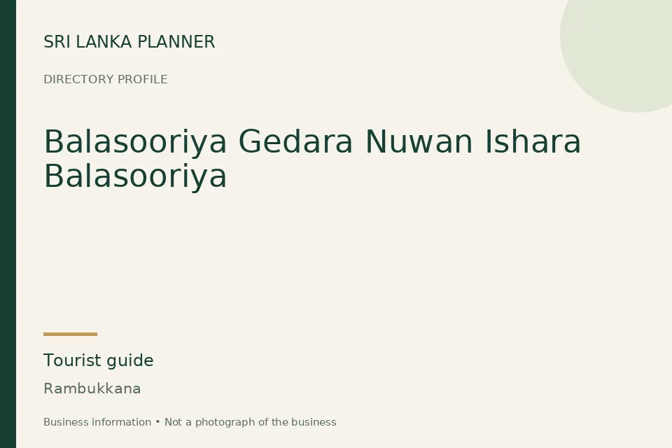 Directory cover for Balasooriya Gedara Nuwan Ishara Balasooriya in Rambukkana, Sri Lanka