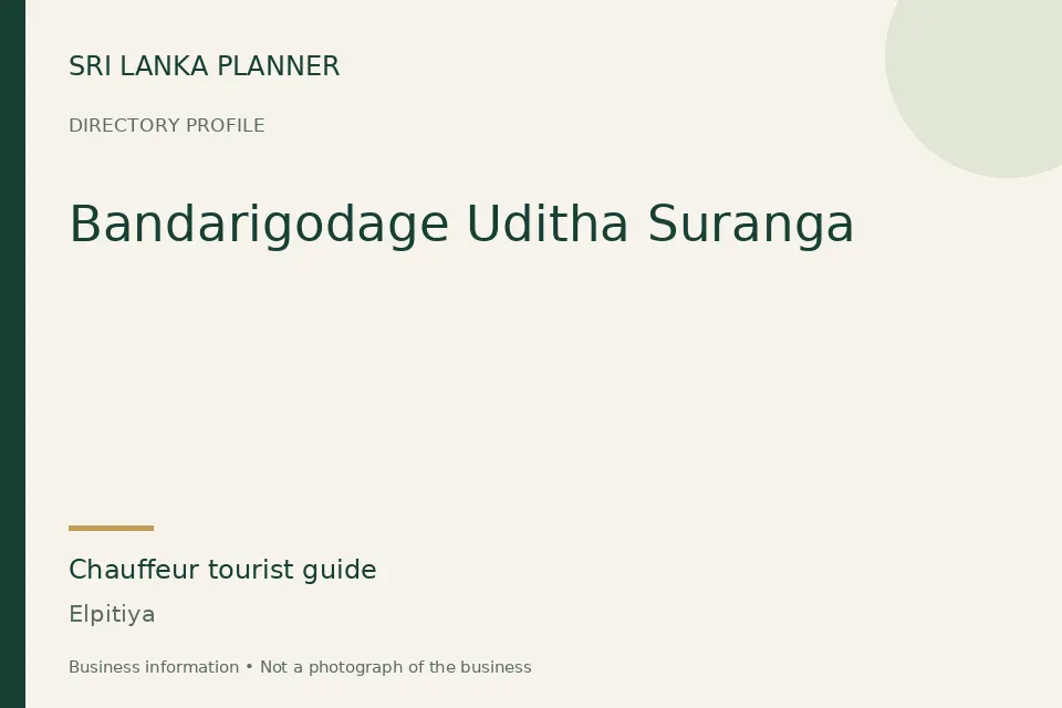 Directory cover for Bandarigodage Uditha Suranga in Elpitiya, Sri Lanka