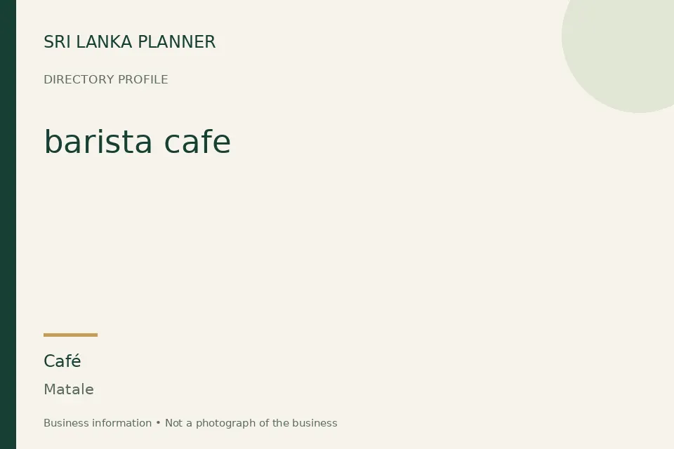 Directory cover for barista cafe in Matale, Sri Lanka