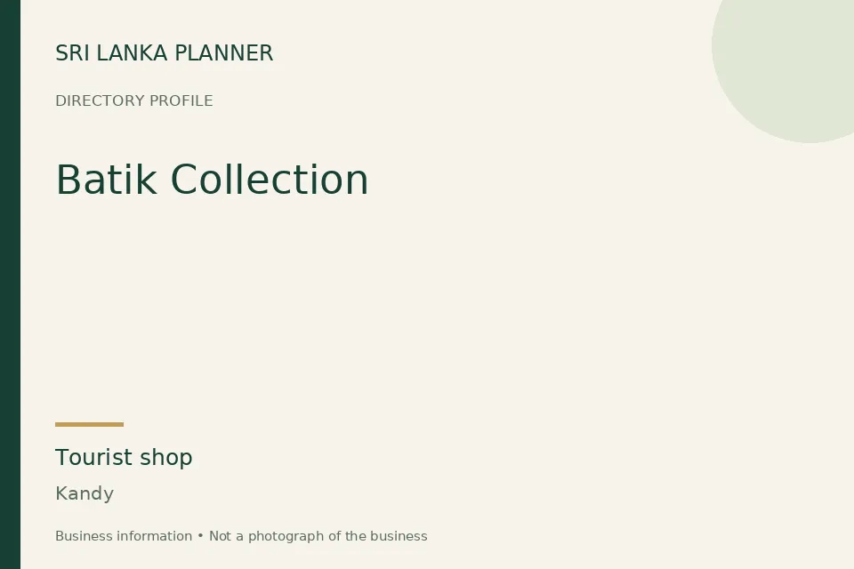 Directory cover for Batik Collection in Kandy, Sri Lanka