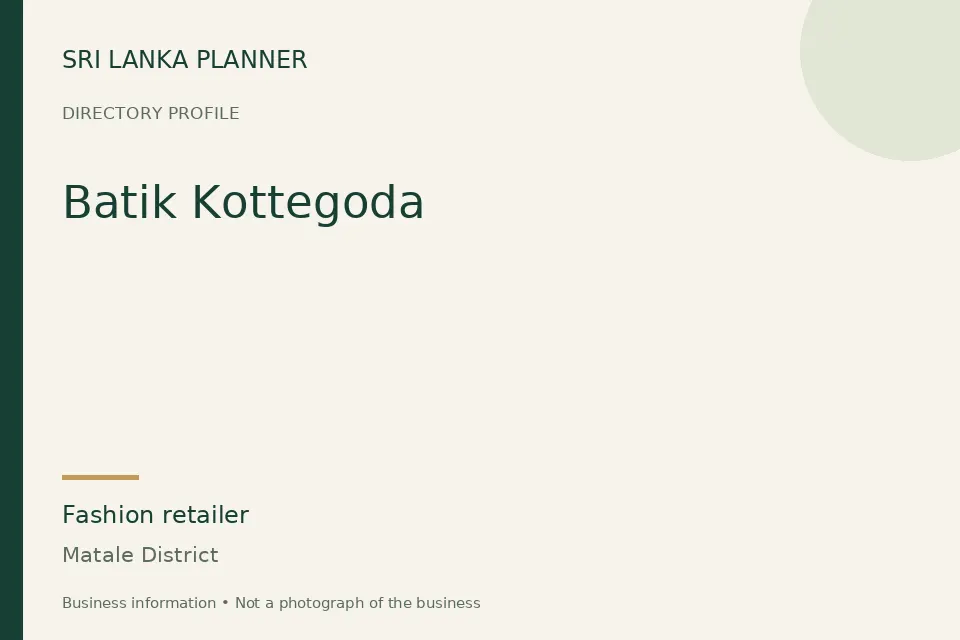 Directory cover for Batik Kottegoda in Matale District, Sri Lanka