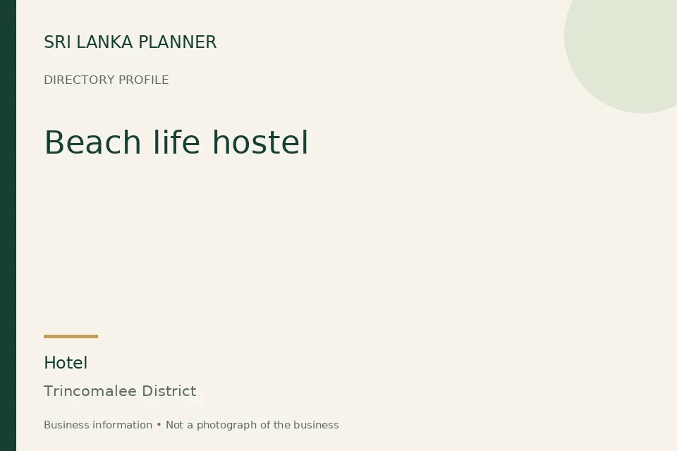 Directory cover for Beach life hostel in Trincomalee District, Sri Lanka