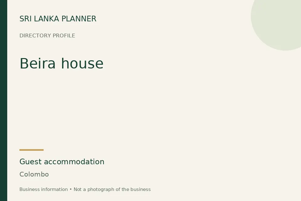 Directory cover for Beira house in Colombo, Sri Lanka