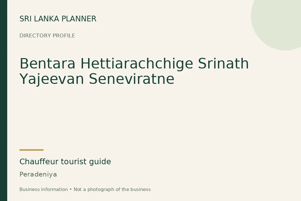 Directory cover for Bentara Hettiarachchige Srinath Yajeevan Seneviratne in Peradeniya, Sri Lanka