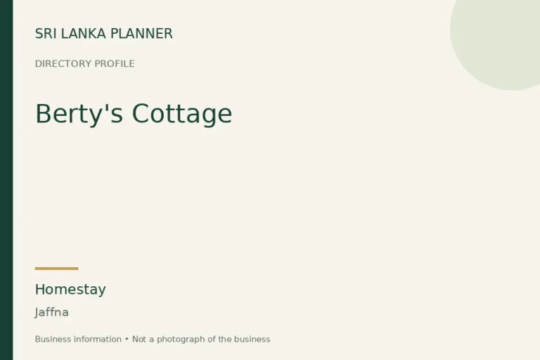 Directory cover for Berty's Cottage in Jaffna, Sri Lanka