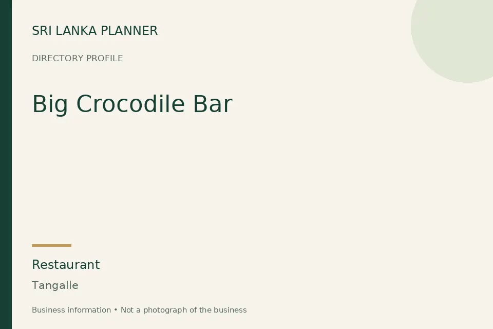 Directory cover for Big Crocodile Bar in Tangalle, Sri Lanka