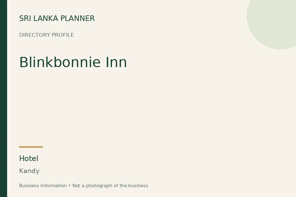 Directory cover for Blinkbonnie Inn in Kandy, Sri Lanka