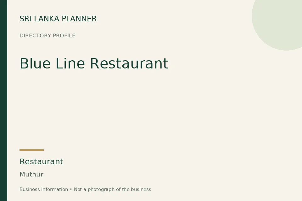 Directory cover for Blue Line Restaurant in Muthur, Sri Lanka