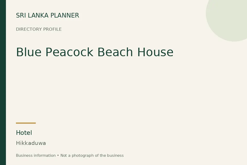 Directory cover for Blue Peacock Beach House in Hikkaduwa, Sri Lanka