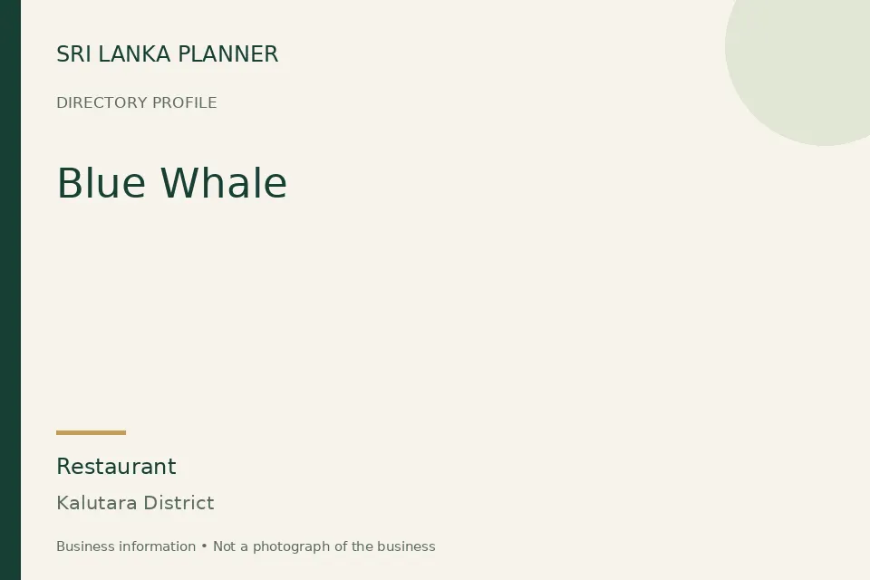 Directory cover for Blue Whale in Kalutara District, Sri Lanka