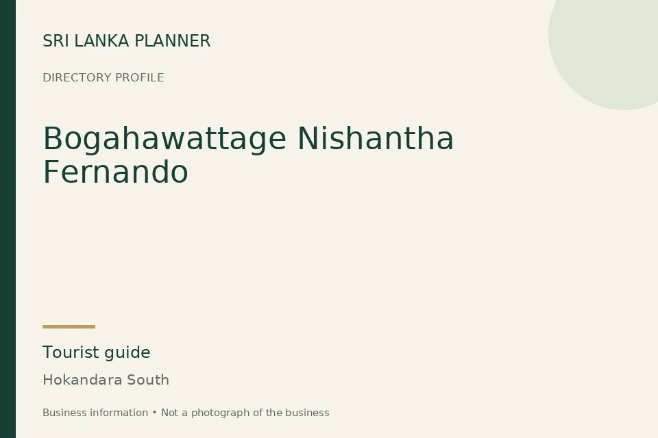 Directory cover for Bogahawattage Nishantha Fernando in Hokandara South, Sri Lanka