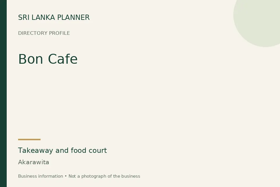 Directory cover for Bon Cafe in Akarawita, Sri Lanka