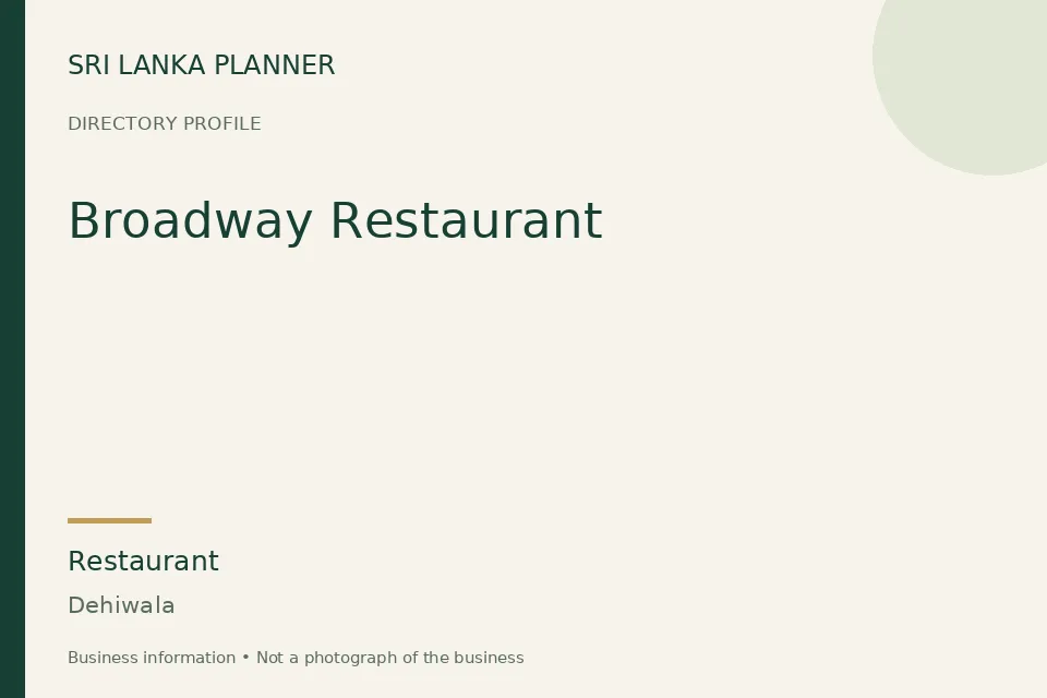 Directory cover for Broadway Restaurant in Dehiwala, Sri Lanka