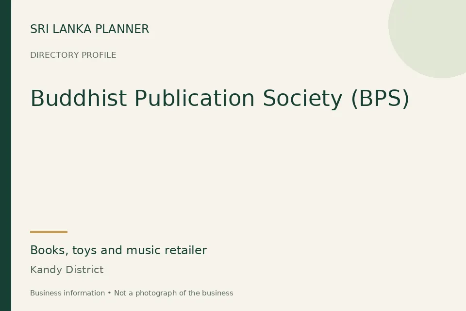 Directory cover for Buddhist Publication Society (BPS) in Kandy District, Sri Lanka