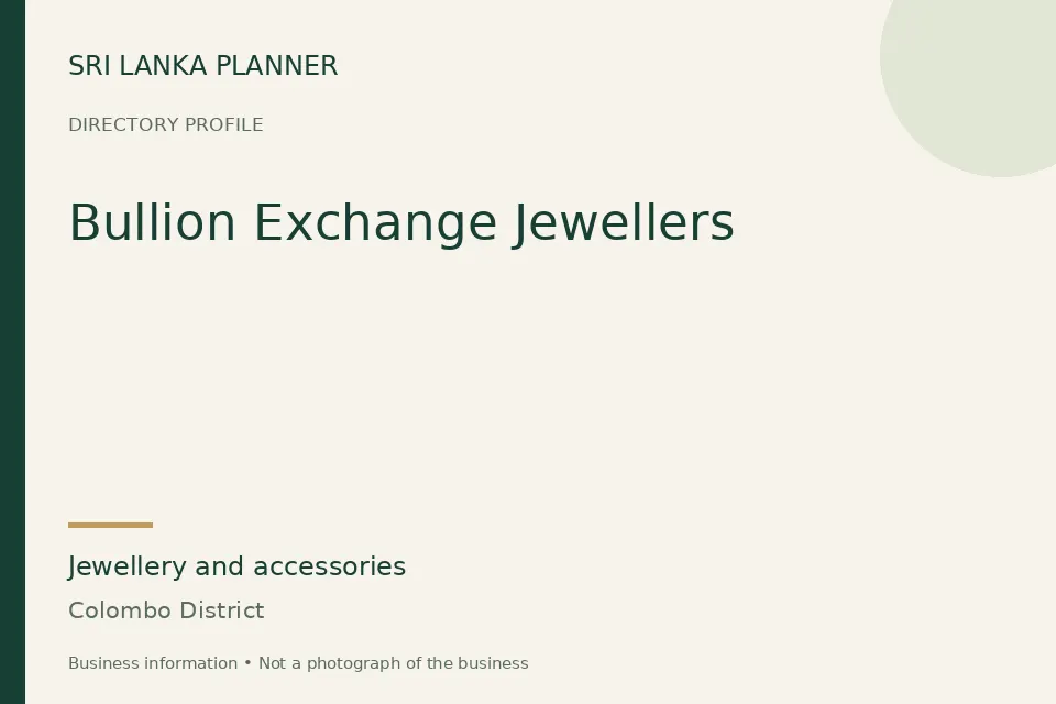 Directory cover for Bullion Exchange Jewellers in Colombo District, Sri Lanka