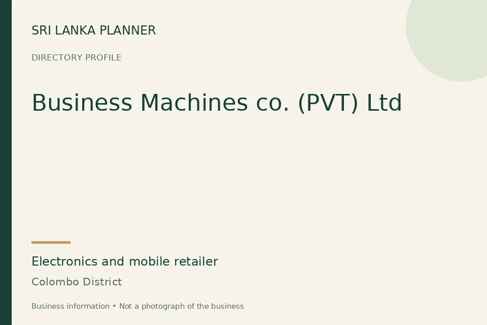 Directory cover for Business Machines co. (PVT) Ltd in Colombo District, Sri Lanka
