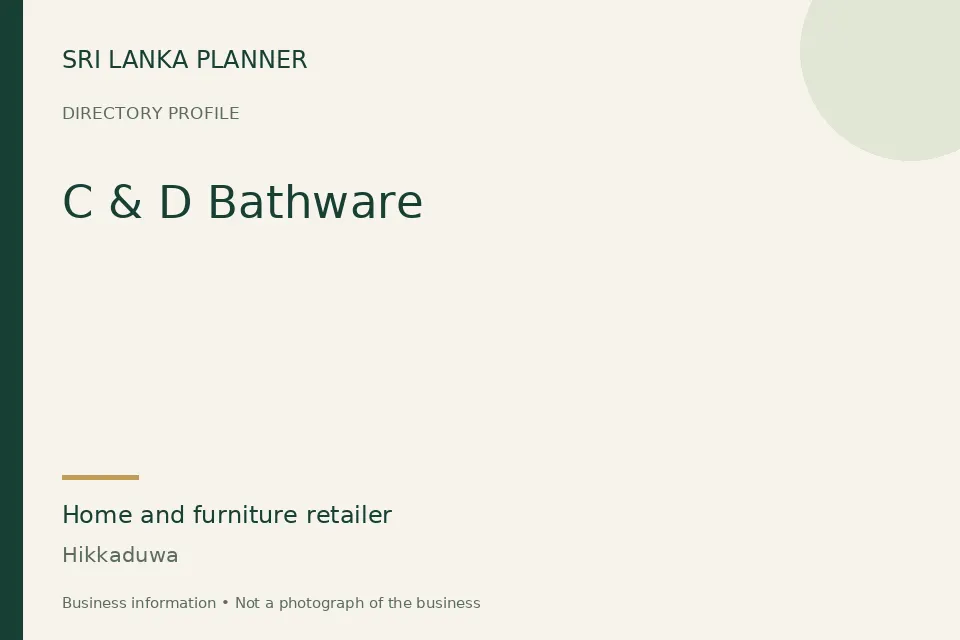 Directory cover for C & D Bathware in Hikkaduwa, Sri Lanka