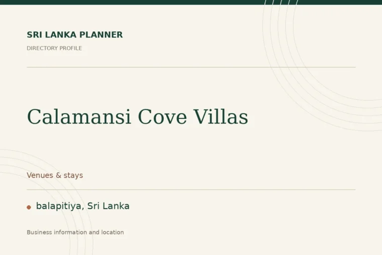 Directory cover for Calamansi Cove Villas in balapitiya, Sri Lanka, showing the business name and category.