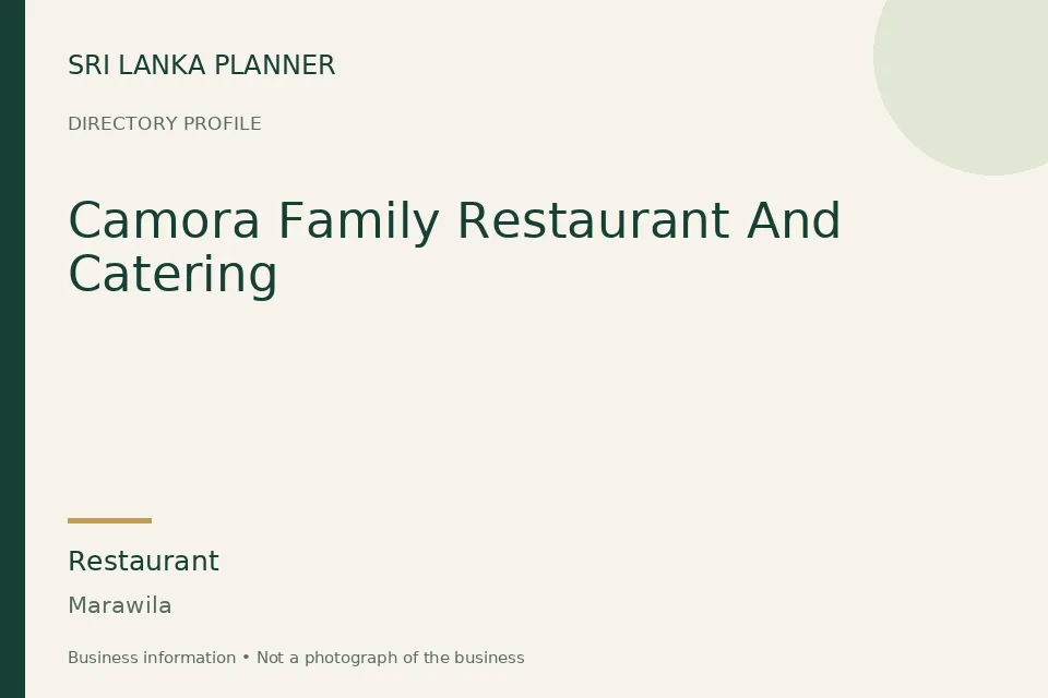Directory cover for Camora Family Restaurant And Catering in Marawila, Sri Lanka